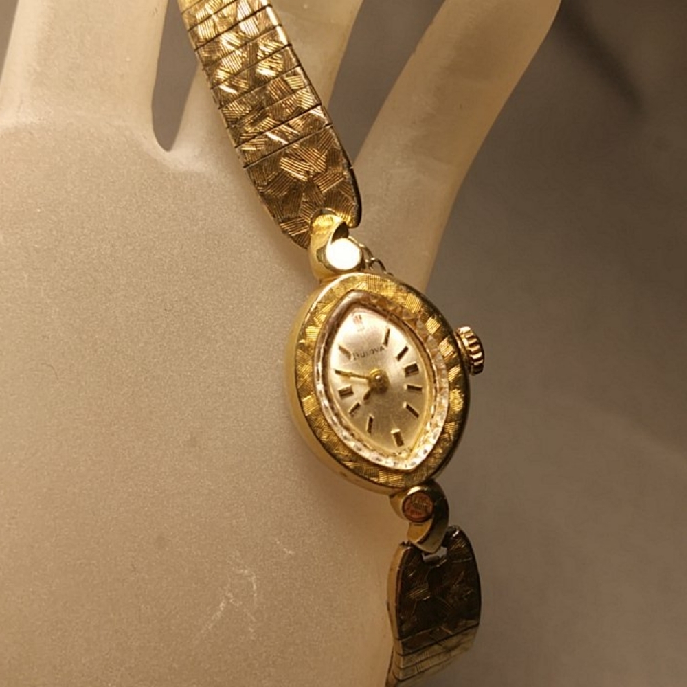 Vintage Bulova Etched Gold Woman's Watch 1960s